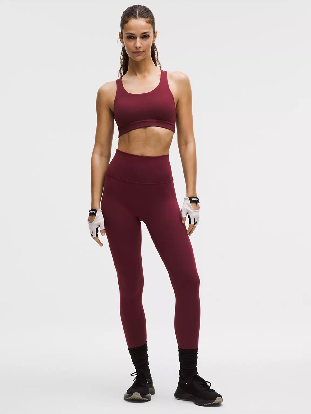 Lulu lemon burgundy matching workout wonder under set SELLING AS A SET